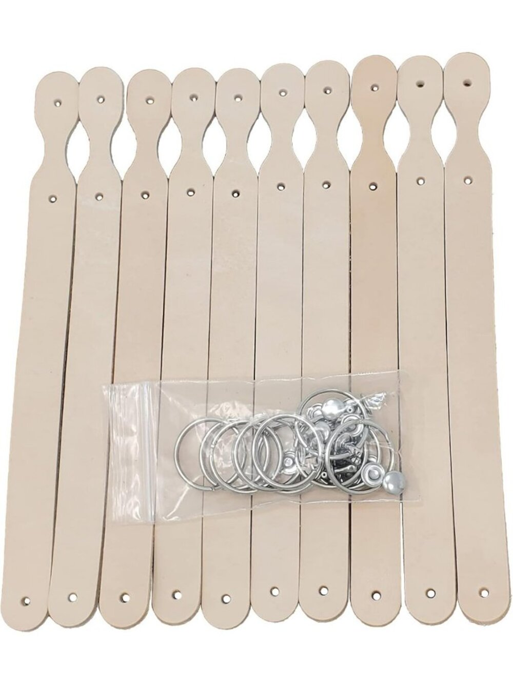 10 Pack Natural Leather Keychains - DIY Craft Kit for Stamping & Engraving